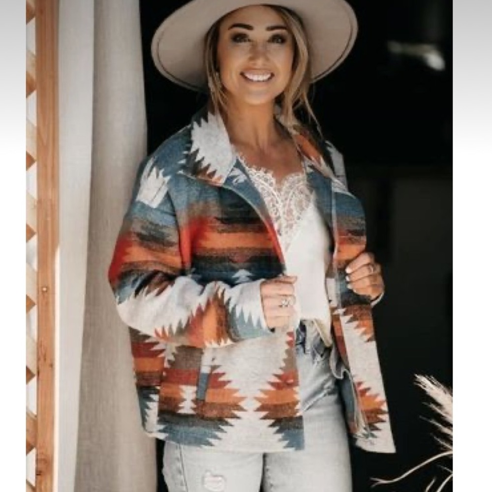 Last L New Soft Comfy Bohemian Aztec Southwest Sedona Pattern lightweight Jacket - Picture 2 of 16